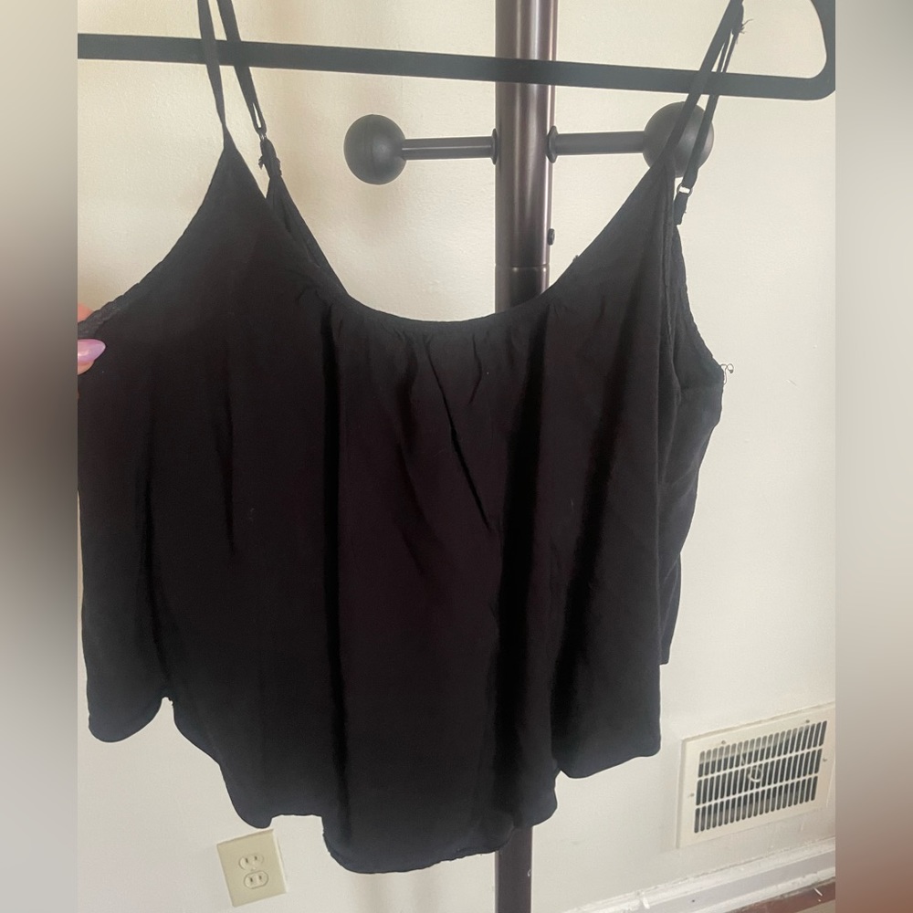 Black flowy tank